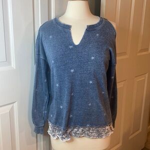 Vintage Havana Size Small Blue Cold Shoulder Sweatshirt in GUC